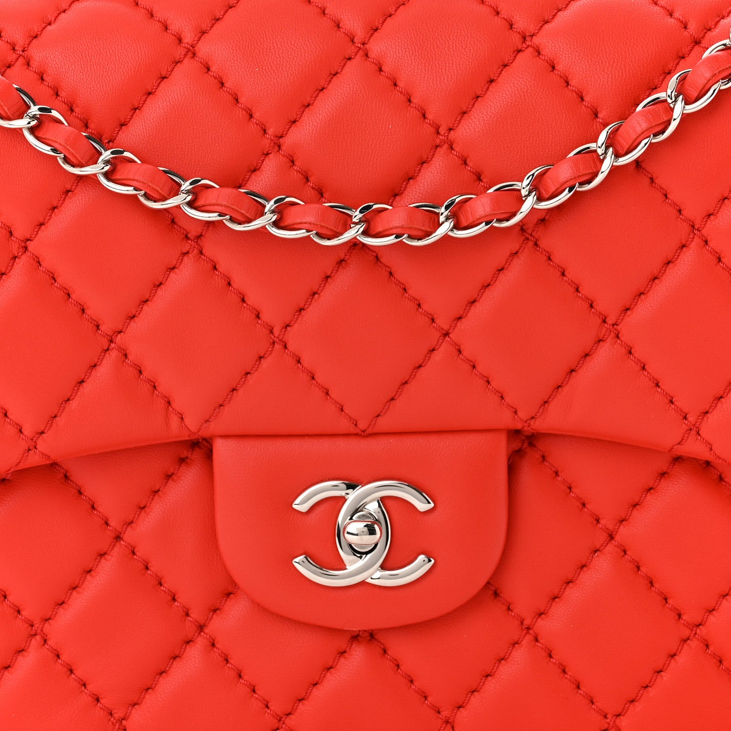 Chanel Lambskin Quilted Easy Carry Jumbo Flap Red 8 of 11