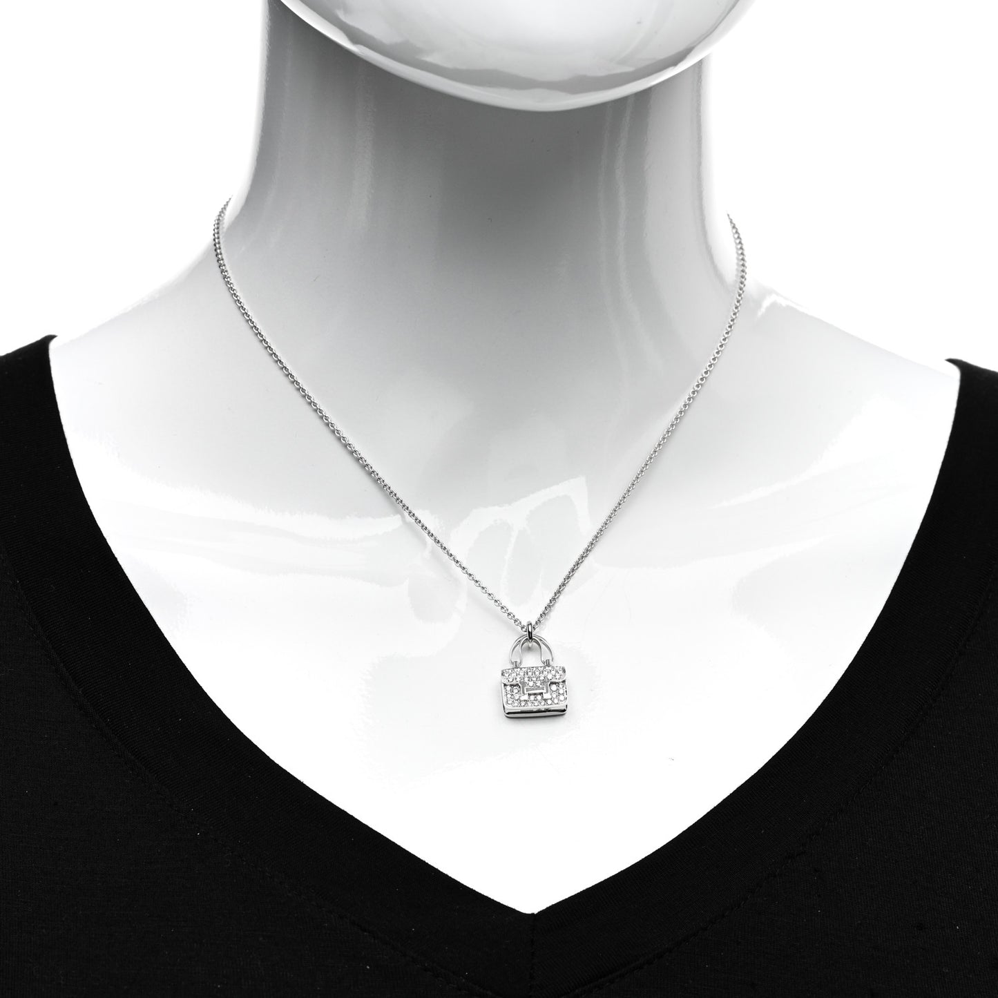 18K White Gold Diamond Constance Amulettes Pendant Necklace