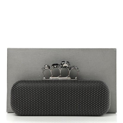 Alexander McQueen Suede Studded Skull Knuckle Box Clutch Black 7 of 7
