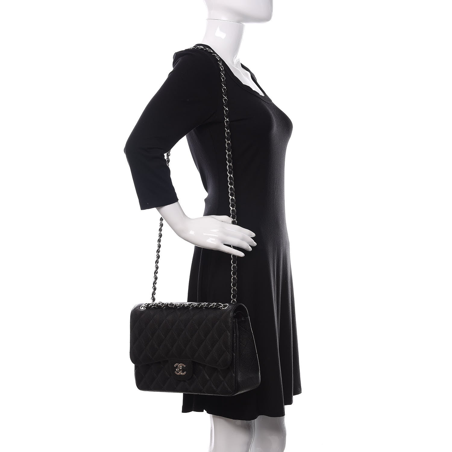 Chanel Caviar Quilted Jumbo Double Flap Black 2 of 10