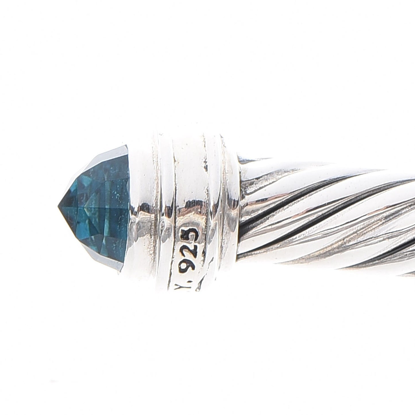 Sterling Silver Diamond Blue Topaz 5mm Cable Classics Bracelet