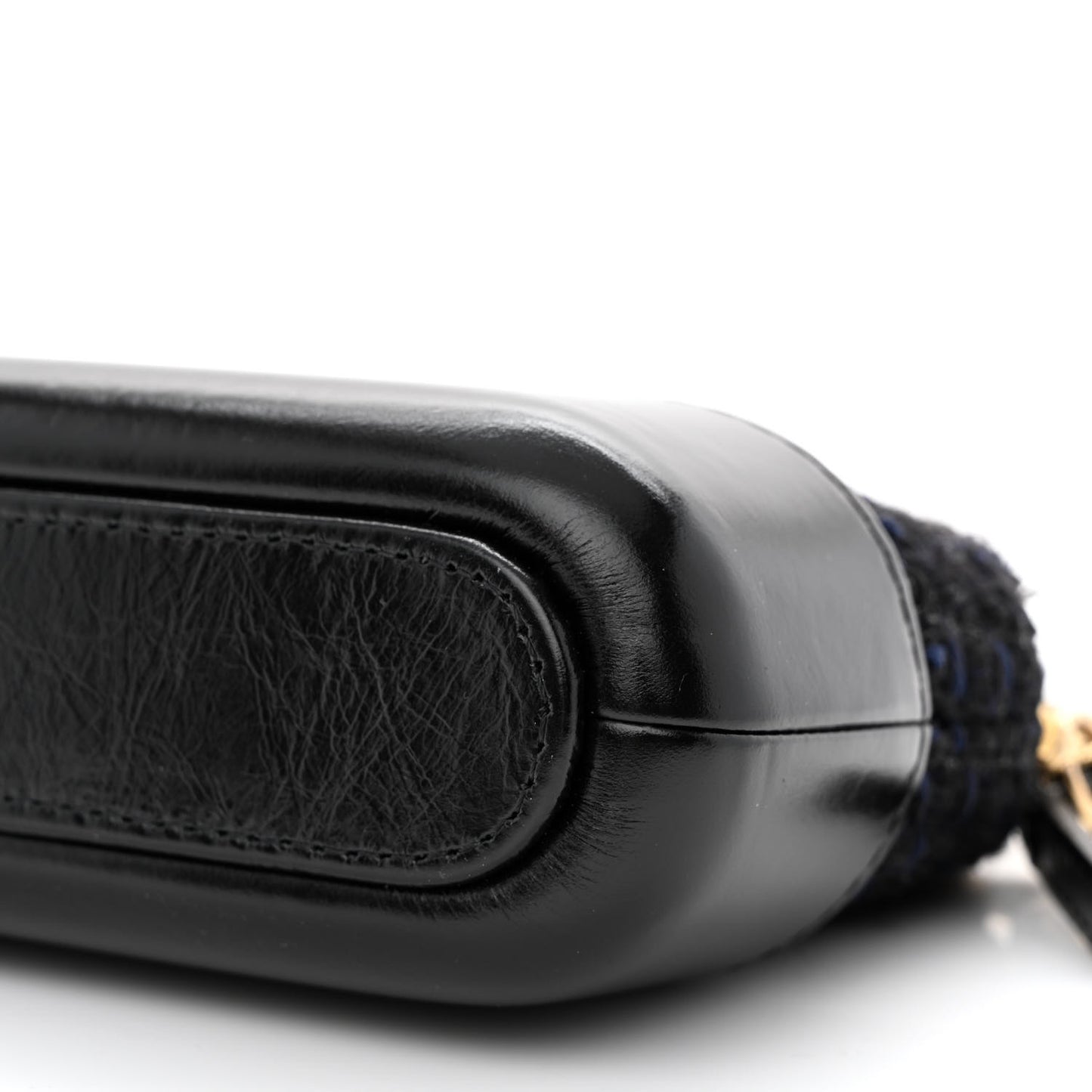 Tweed Calfskin Small Gabrielle Clutch With Chain Black Blue