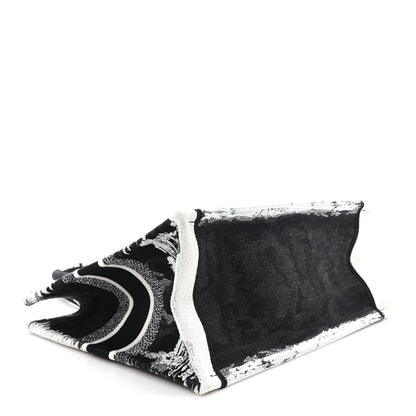 Christian Dior Canvas Embroidered Medium Paris Book Tote Black White 4 of 12