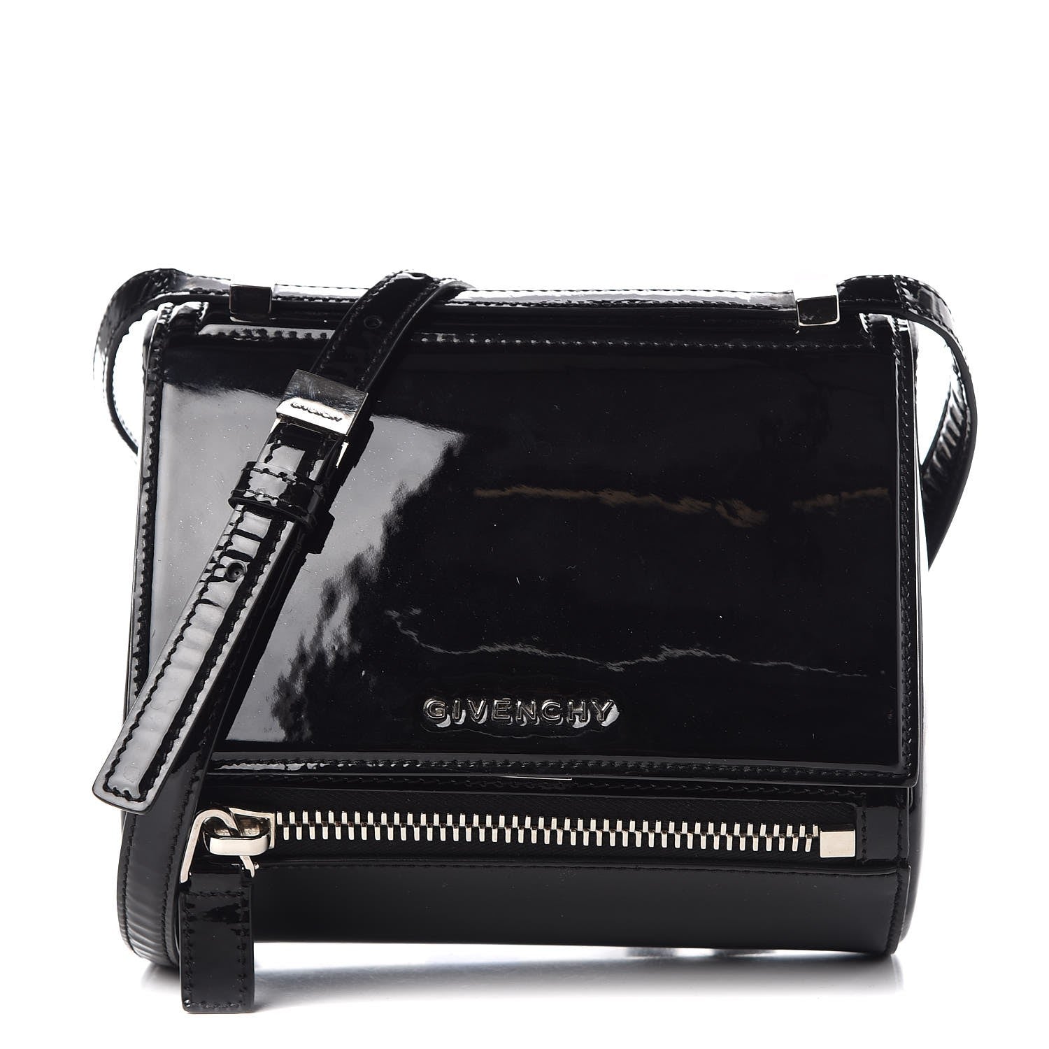 Givenchy Patent Calfskin Mini Pandora Box Crossbody Bag Black 1 of 7