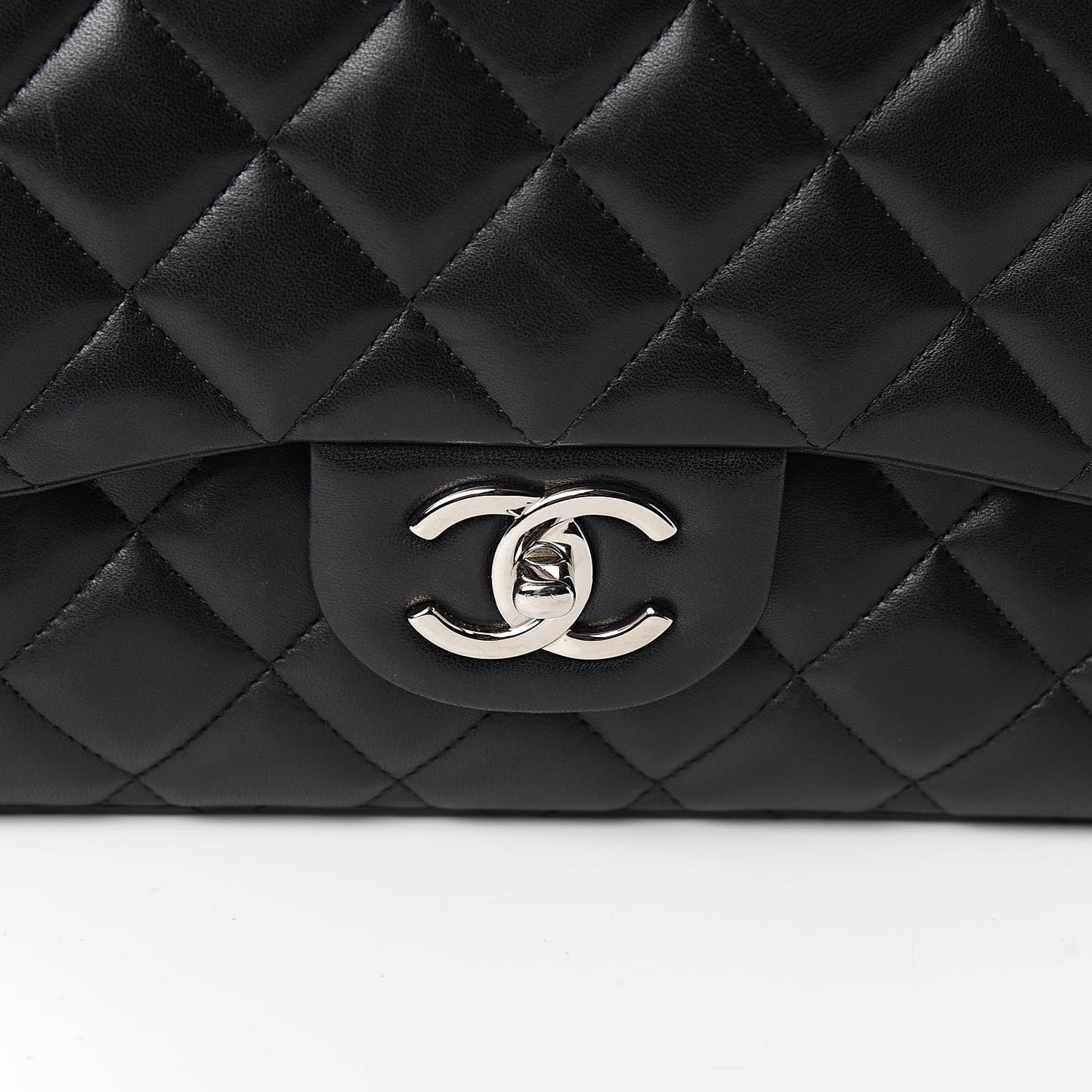 Lambskin Quilted Maxi Double Flap Black