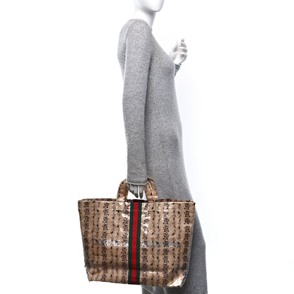 Gucci X COME DE GARCONS Plastic Web Floral Paper Shopper Tote 2 of 11