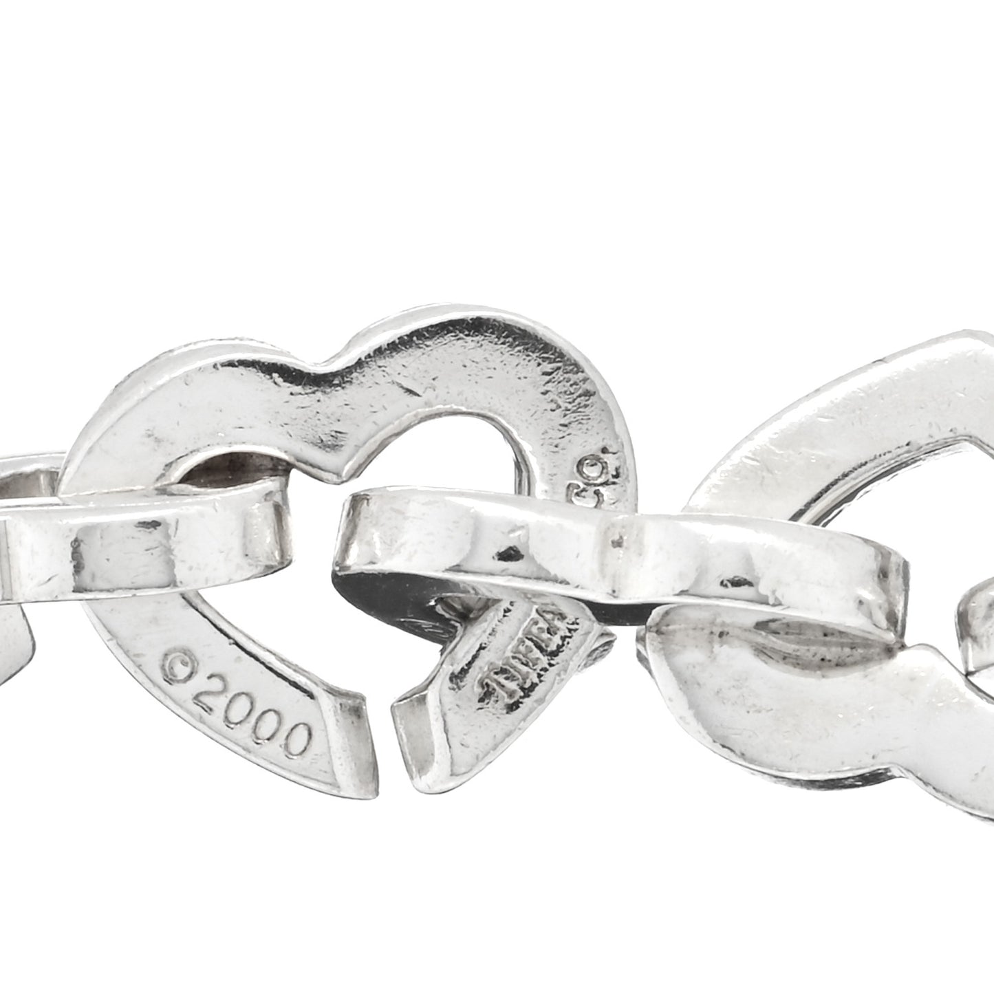 Sterling Silver 18K Yellow Gold Heart Links Bracelet