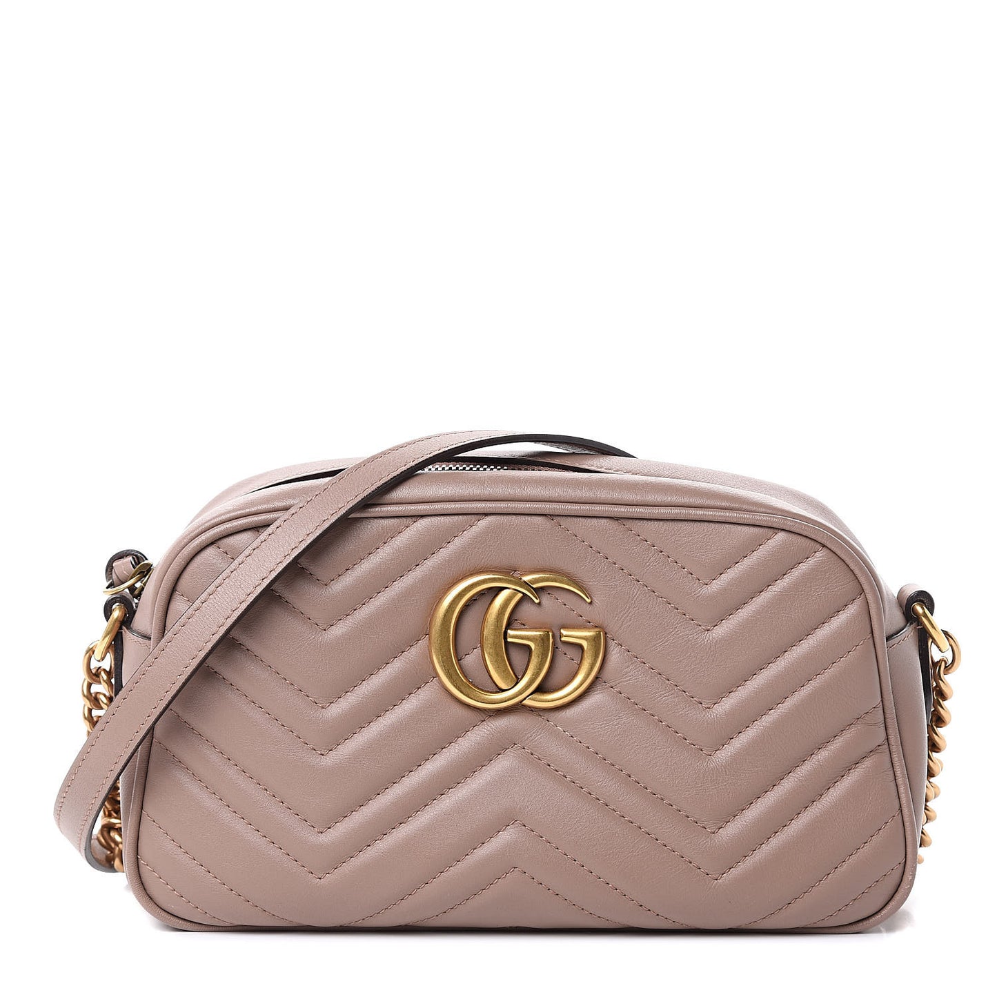 Calfskin Matelasse Small GG Marmont Chain Shoulder Bag Porcelain Rose