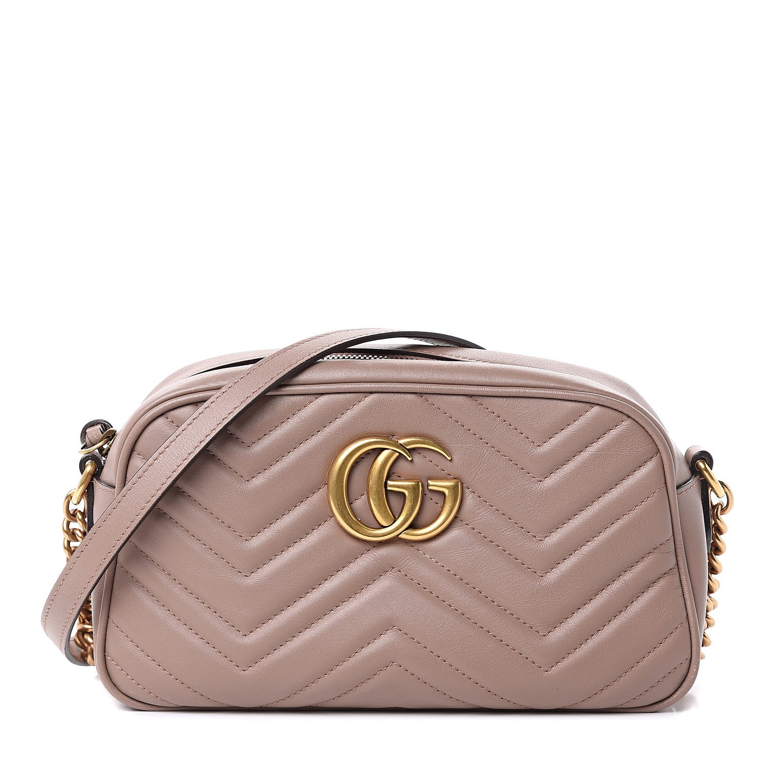 Gucci Calfskin Matelasse Small GG Marmont Chain Shoulder Bag Porcelain Rose 1 of 11