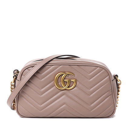 Gucci Calfskin Matelasse Small GG Marmont Chain Shoulder Bag Porcelain Rose 1 of 11
