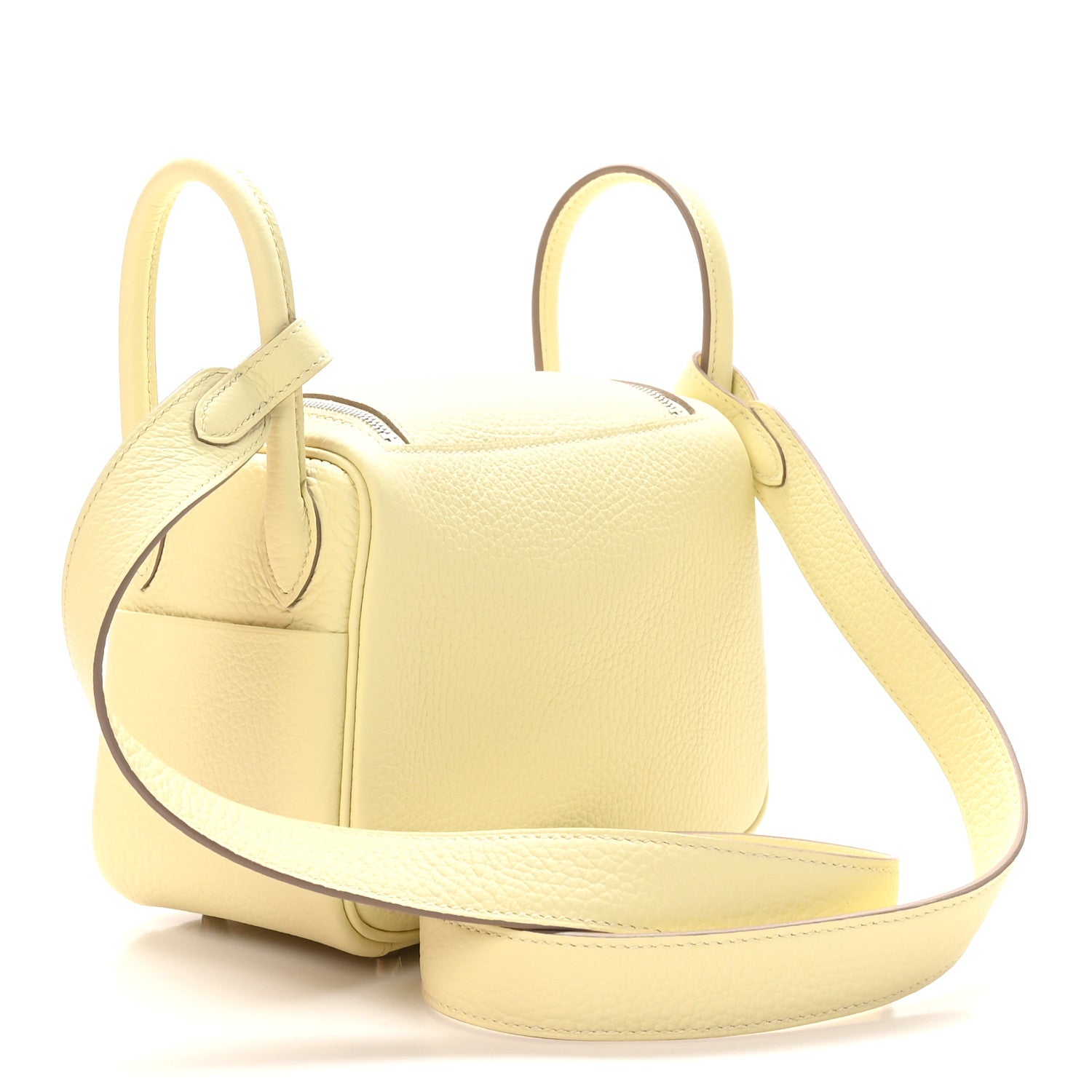 Hermes Taurillon Clemence Verso Mini Lindy 20 Jaune Milton Mushroom 3 of 11