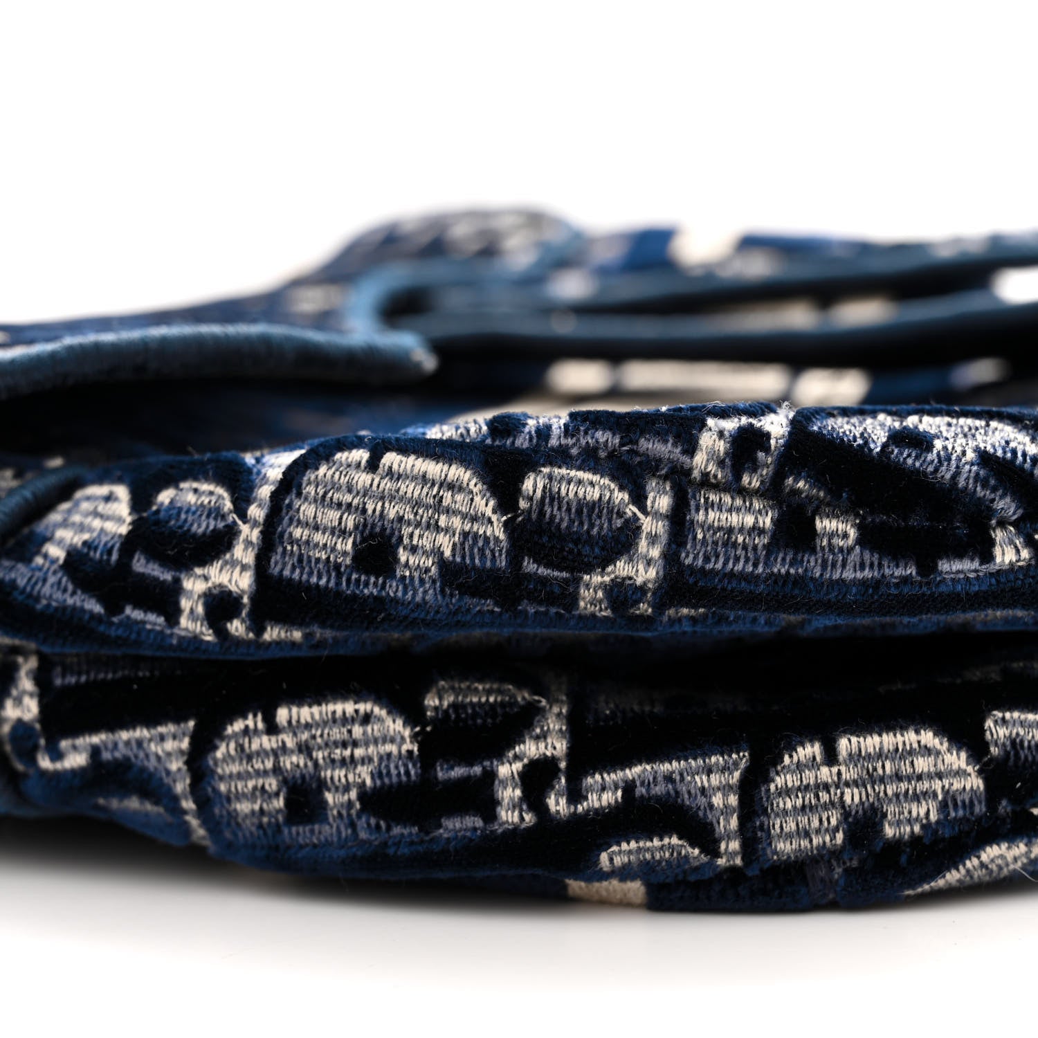 Christian Dior Velvet Oblique Saddle Bag Blue 9 of 10