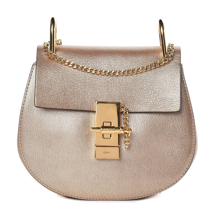 Chloe Metallic Grained Goatskin Nano Drew Shoulder Bag Abstract Gold 1 of 9