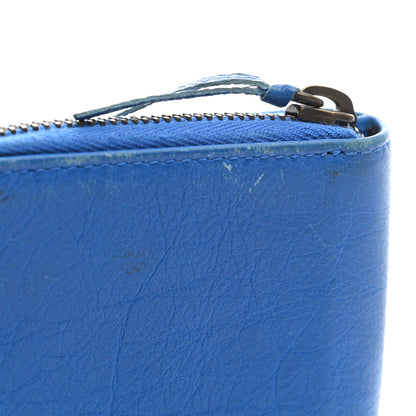 Balenciaga Agneau Classic Hardware Bill Fold Zip Wallet Bleu Lazuli 14 of 15