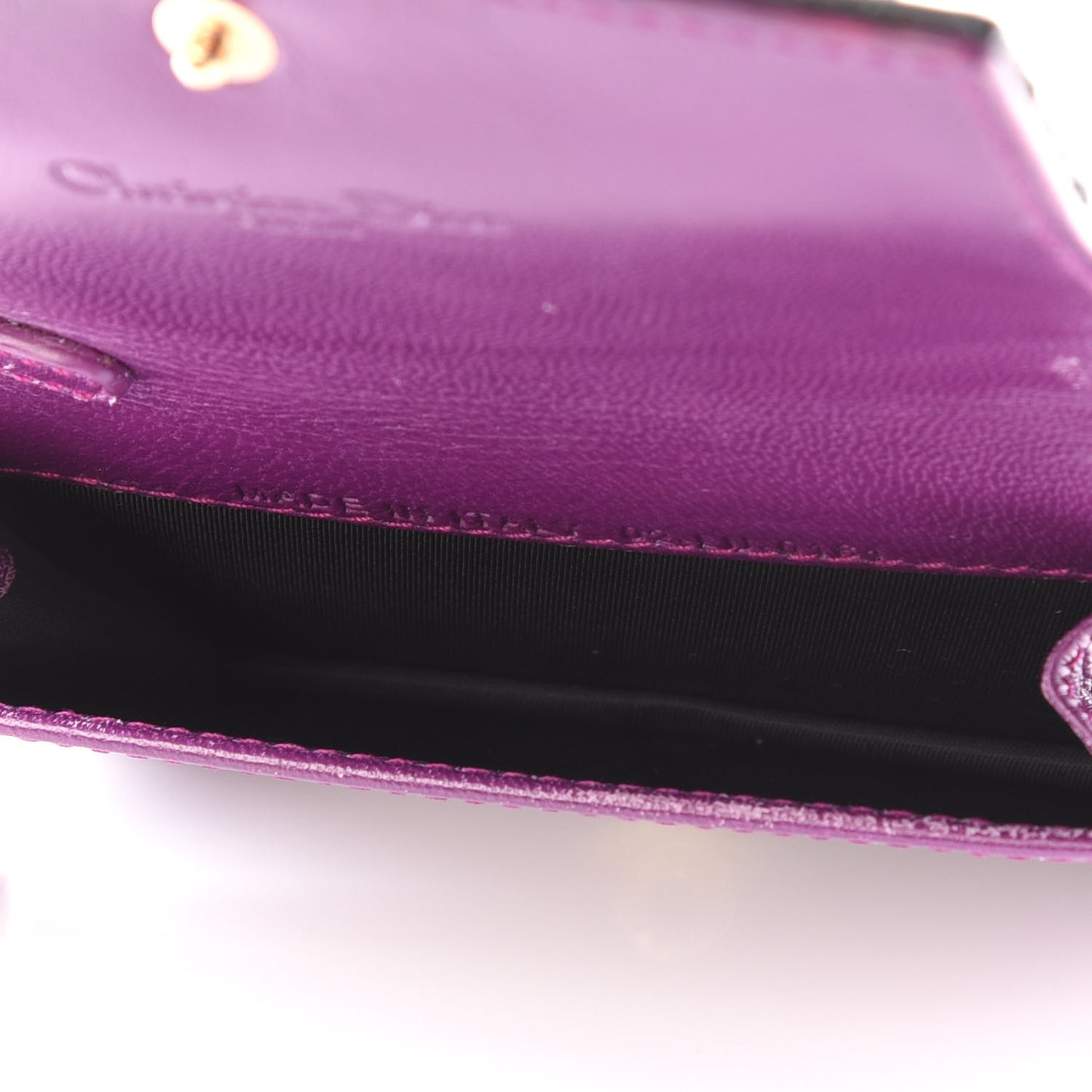 Patent Cannage Lady Dior Mini Wallet Black