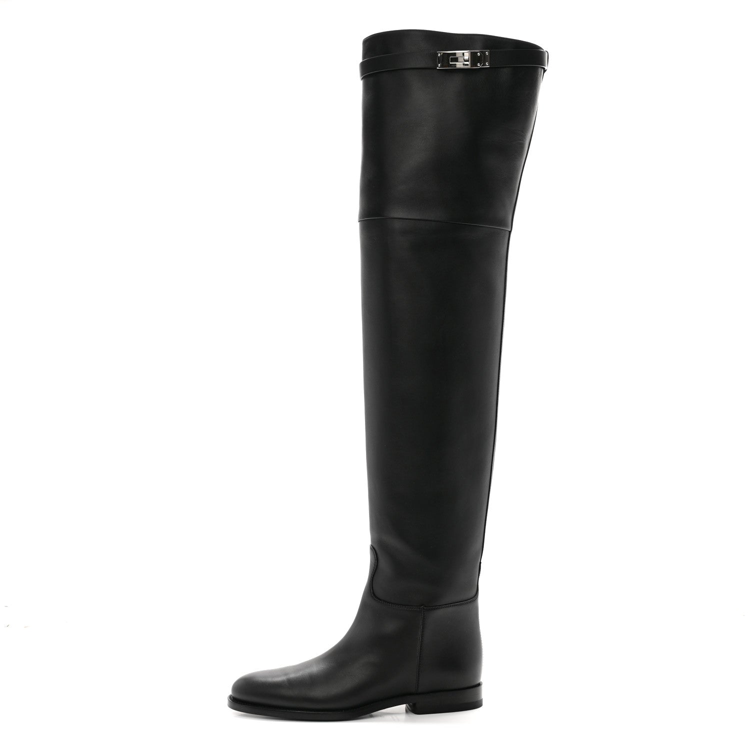 Hermes Calfskin High Boots 37 Black 1 of 8