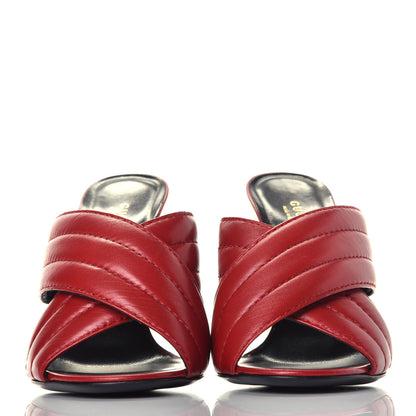 Gucci Malaga Kid Webby Crossover High Heel Slide Sandals 37.5 Hibiscus Red 2 of 9