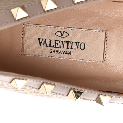 Valentino Garavani Metallic Pebbled Calfskin Rockstud Ballerina Flats 38 Sasso Poudre 7 of 8