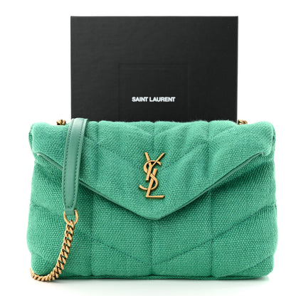 Saint Laurent Canvas Quilted Toy Loulou Puffer Monogram Chain Satchel Basil 11 of 11