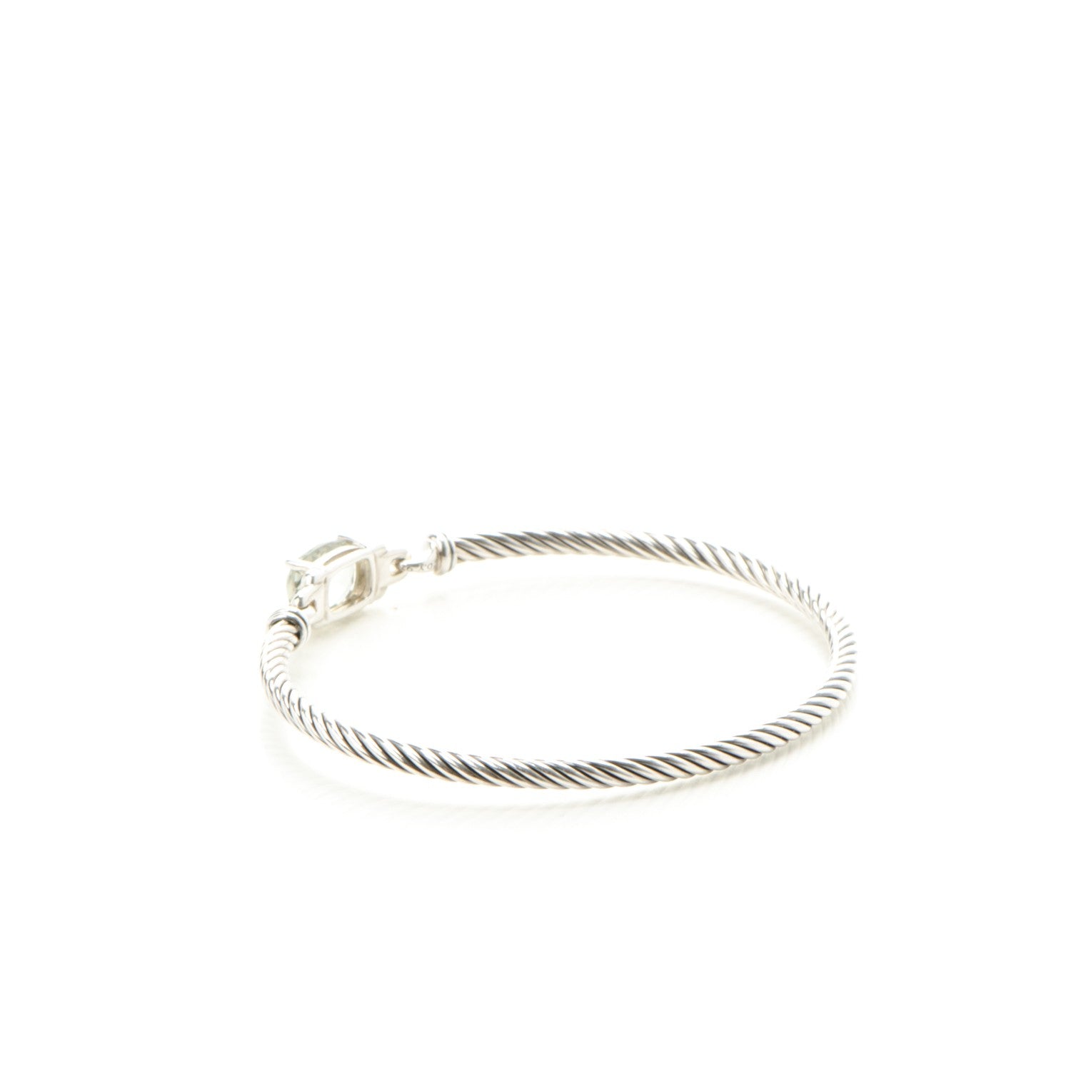 David Yurman Sterling Silver Diamond Prasiolite 3mm Petite Wheaton Bracelet 3 of 5