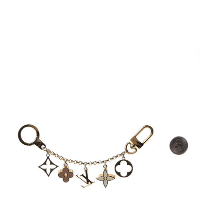 Louis Vuitton Brass Enamel Fleur De Monogram Bag Charm Chain Gold 2 of 6