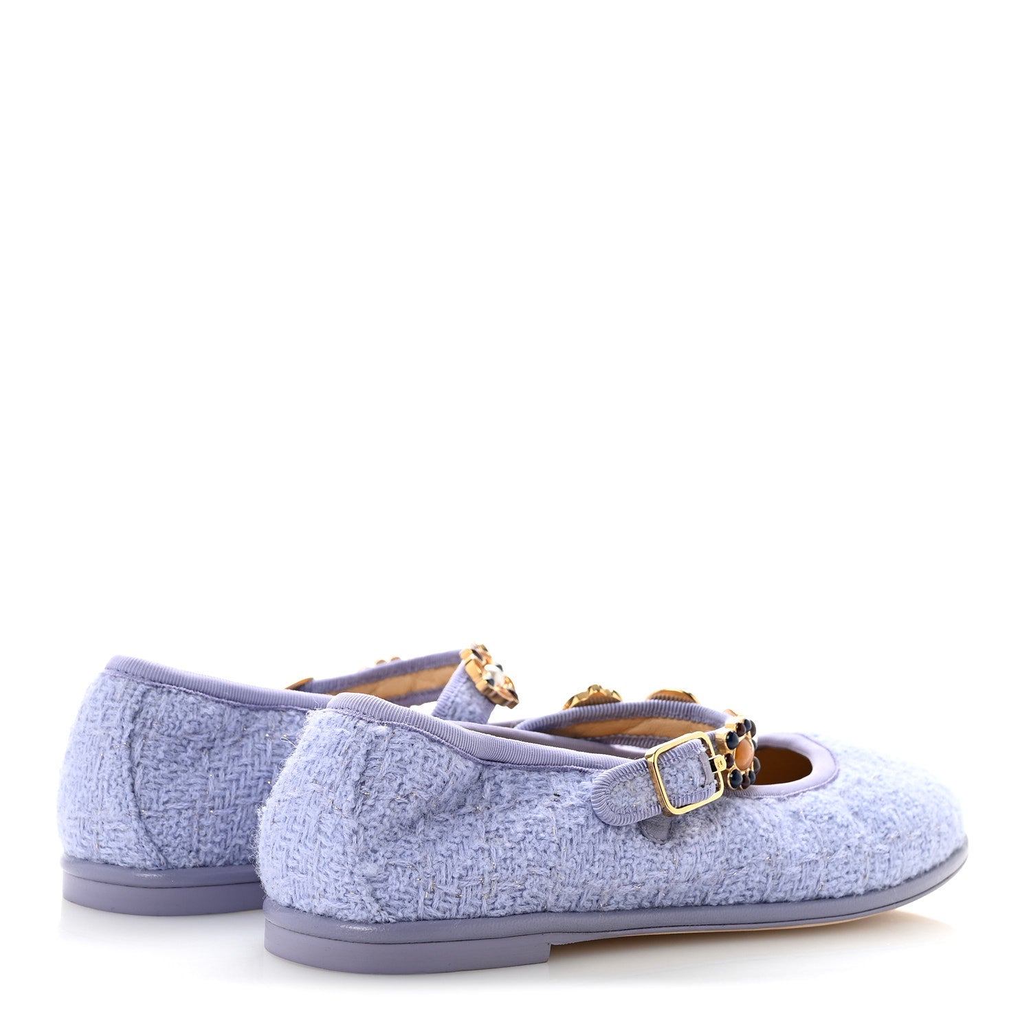 Chanel Wool Tweed Patent Mary Jane Flats 37.5 Lilac 5 of 11