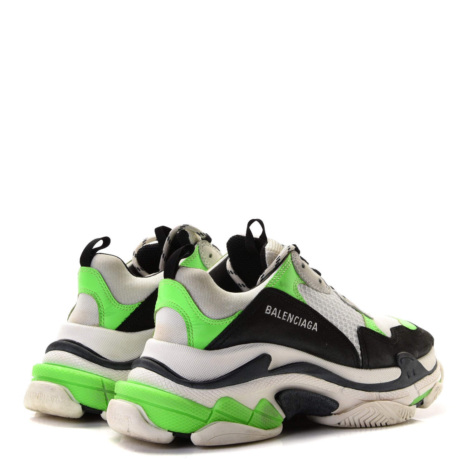 Balenciaga Fabric Mesh Mens Triple S Sneakers 40 White Green Fluo Black 3 of 13
