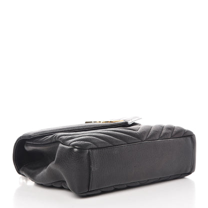 Saint Laurent Sheepskin Matelasse Chevron Monogram Medium College Bag Black 4 of 14