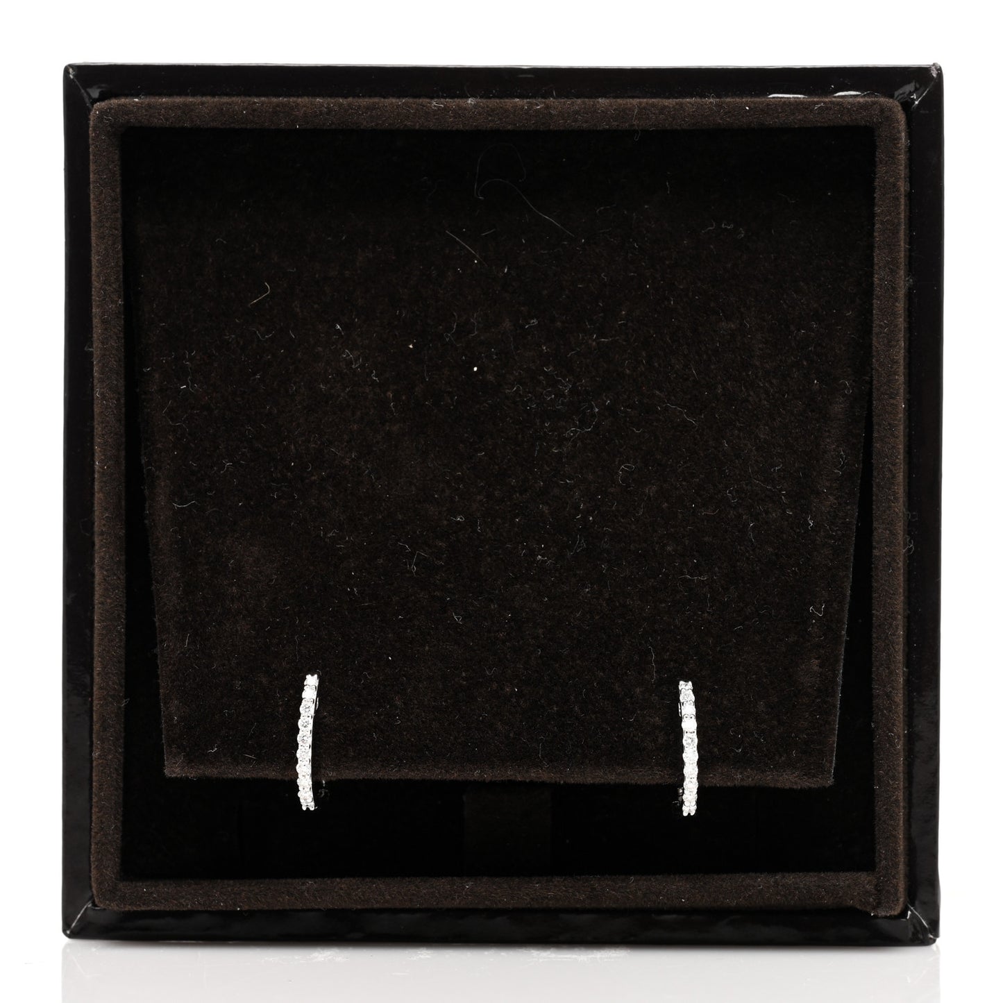18K White Gold Diamond Small Horseshoe Hoop Earrings
