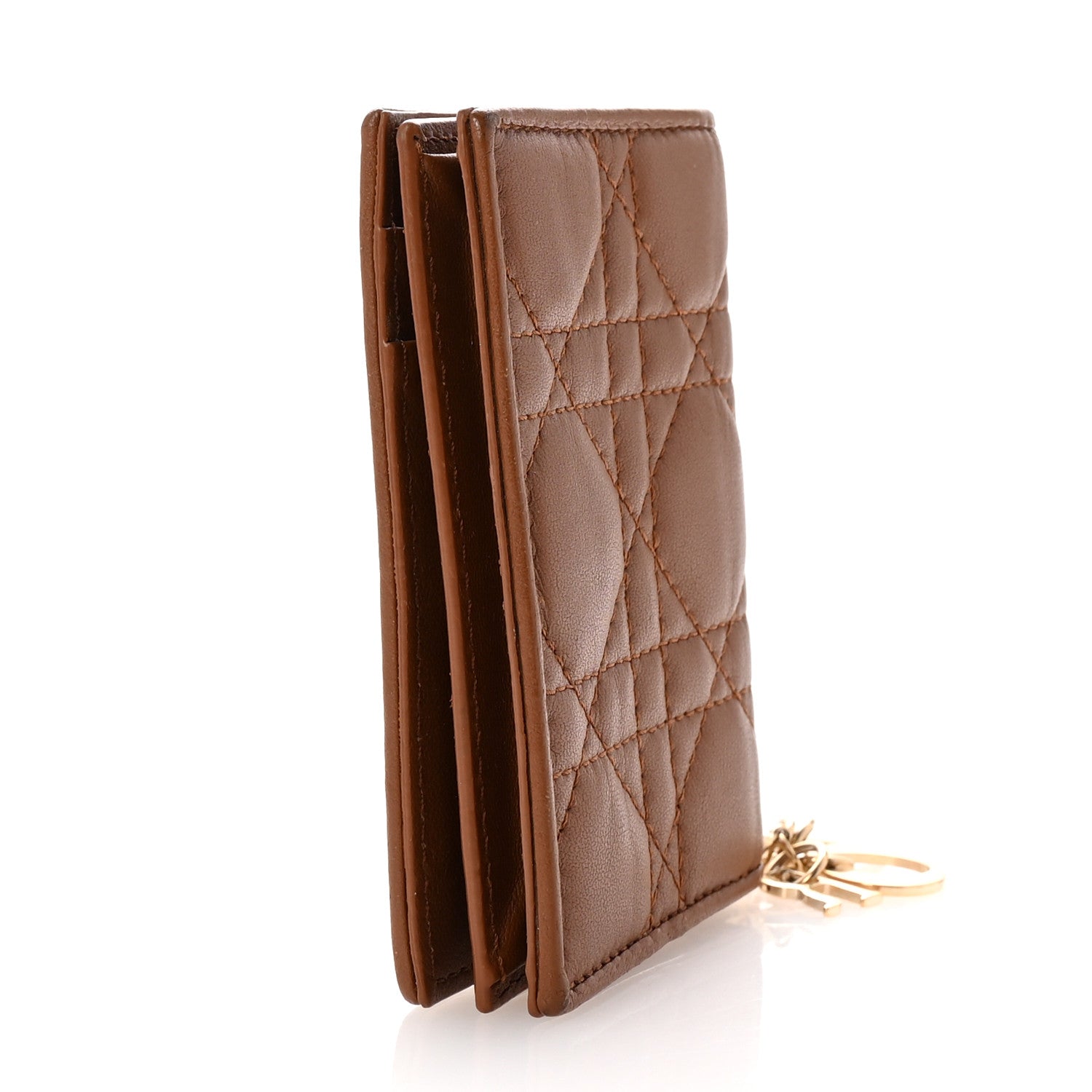 Christian Dior Lambskin Cannage Lady Dior Bloom Card Holder Brown 3 of 7