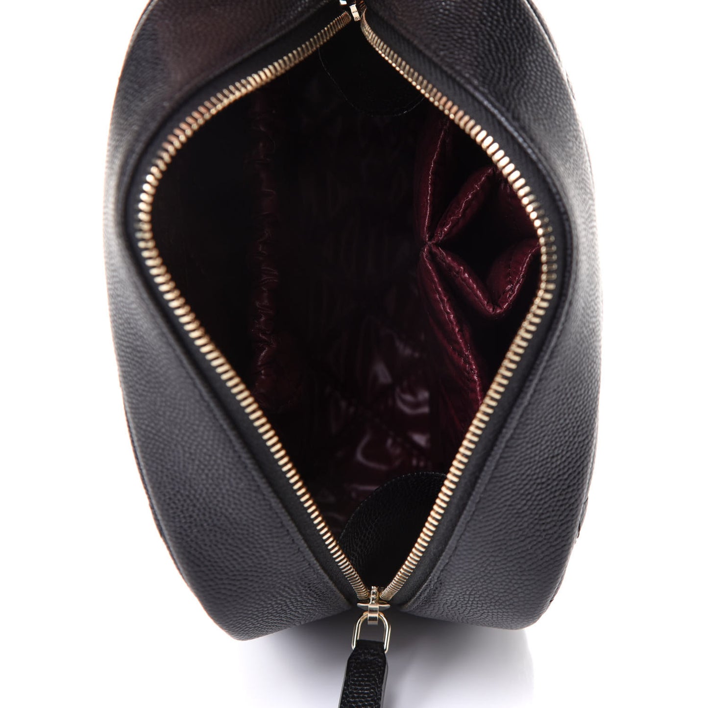 Caviar Quilted Curvy Pouch Cosmetic Case Black