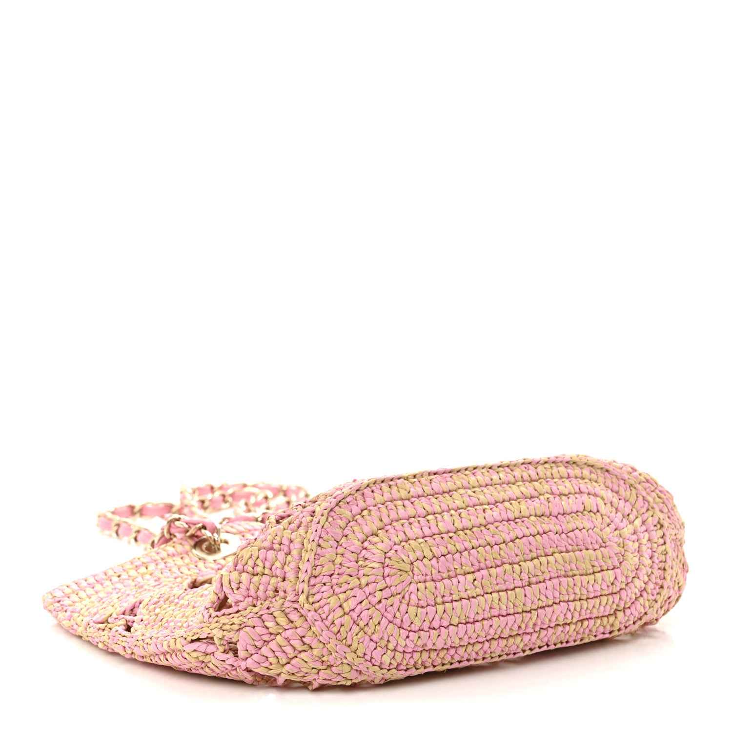 Chanel Raffia Effect Braided Small Shopping Bag Beige Pink 5 of 12