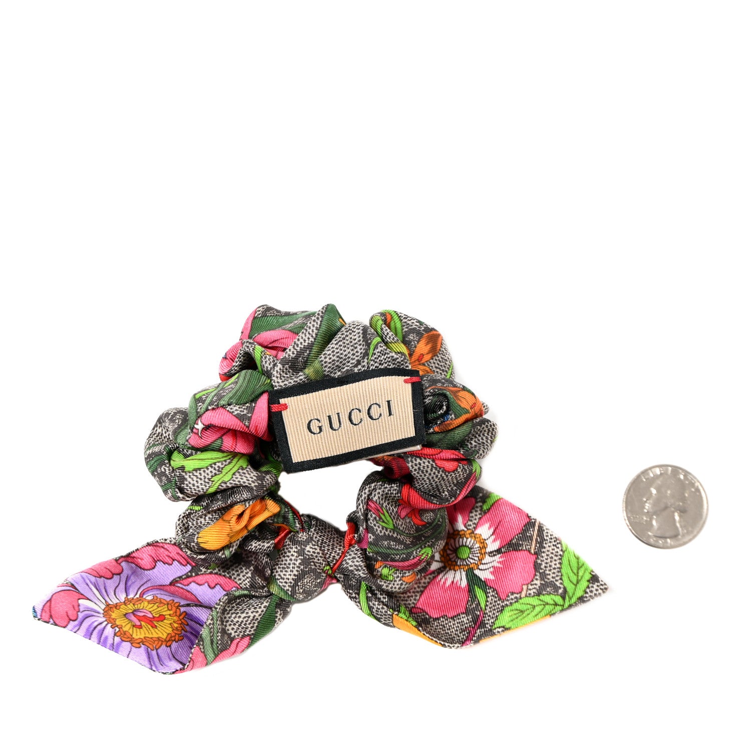 Gucci Silk Monogram Flora Print Scrunchie Hair Tie 2 of 3
