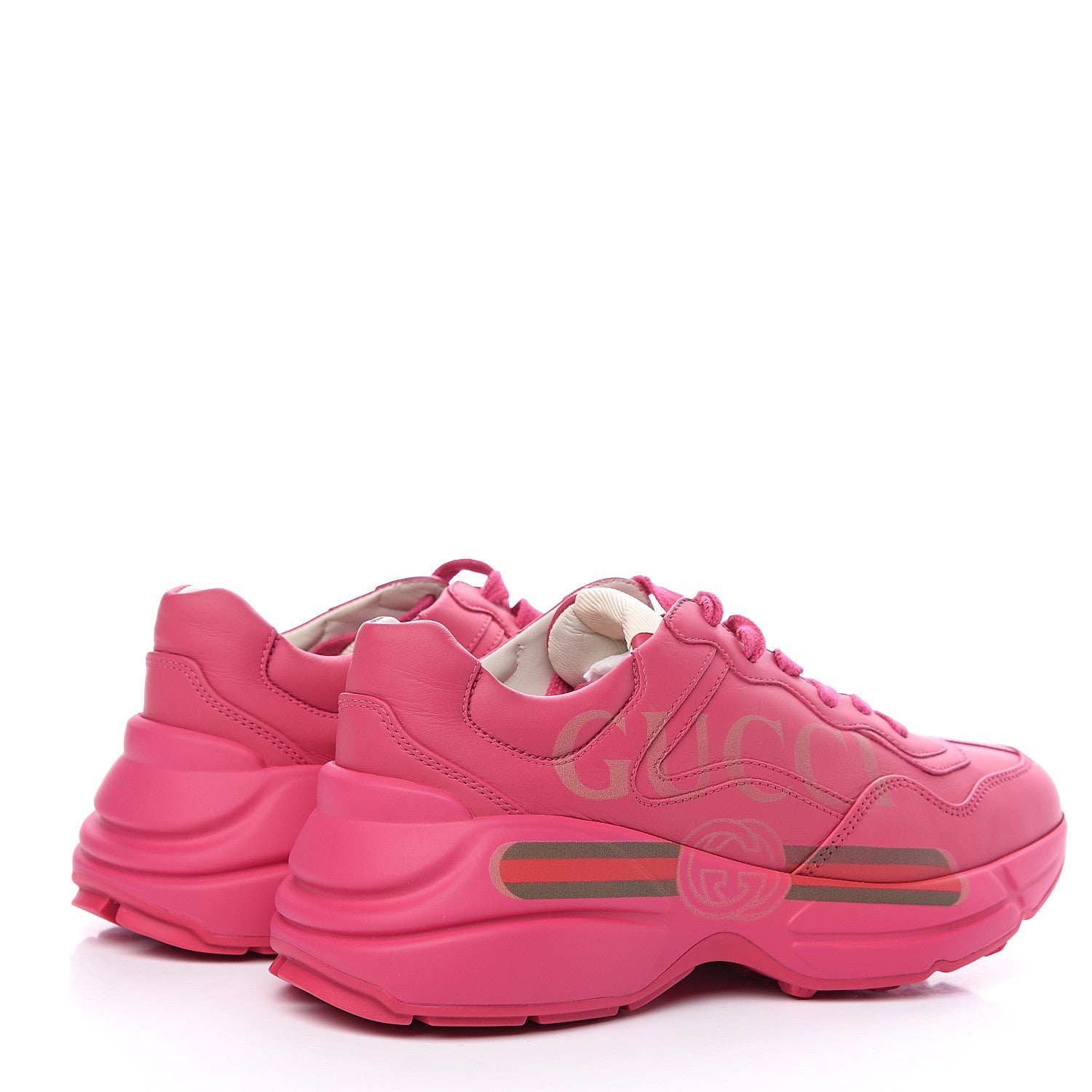 Gucci Calfskin Logo Womens Rhyton Sneakers 37 Box Pink 4 of 9