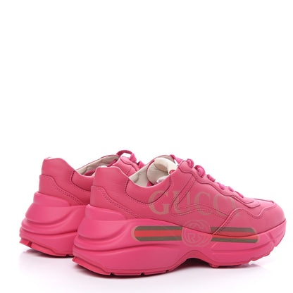 Gucci Calfskin Logo Womens Rhyton Sneakers 37 Box Pink 4 of 9