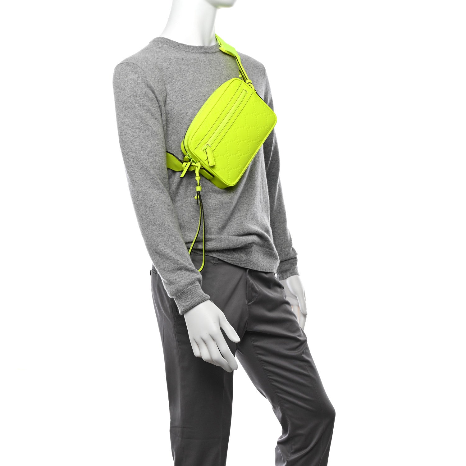 Gucci Rubber Effect Monogram GG Crossbody Bag Fluorescent Yellow 2 of 13