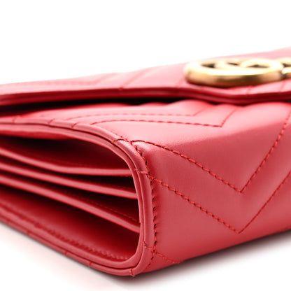 Gucci Calfskin Matelasse GG Marmont Chain Wallet Hibiscus Red 9 of 10