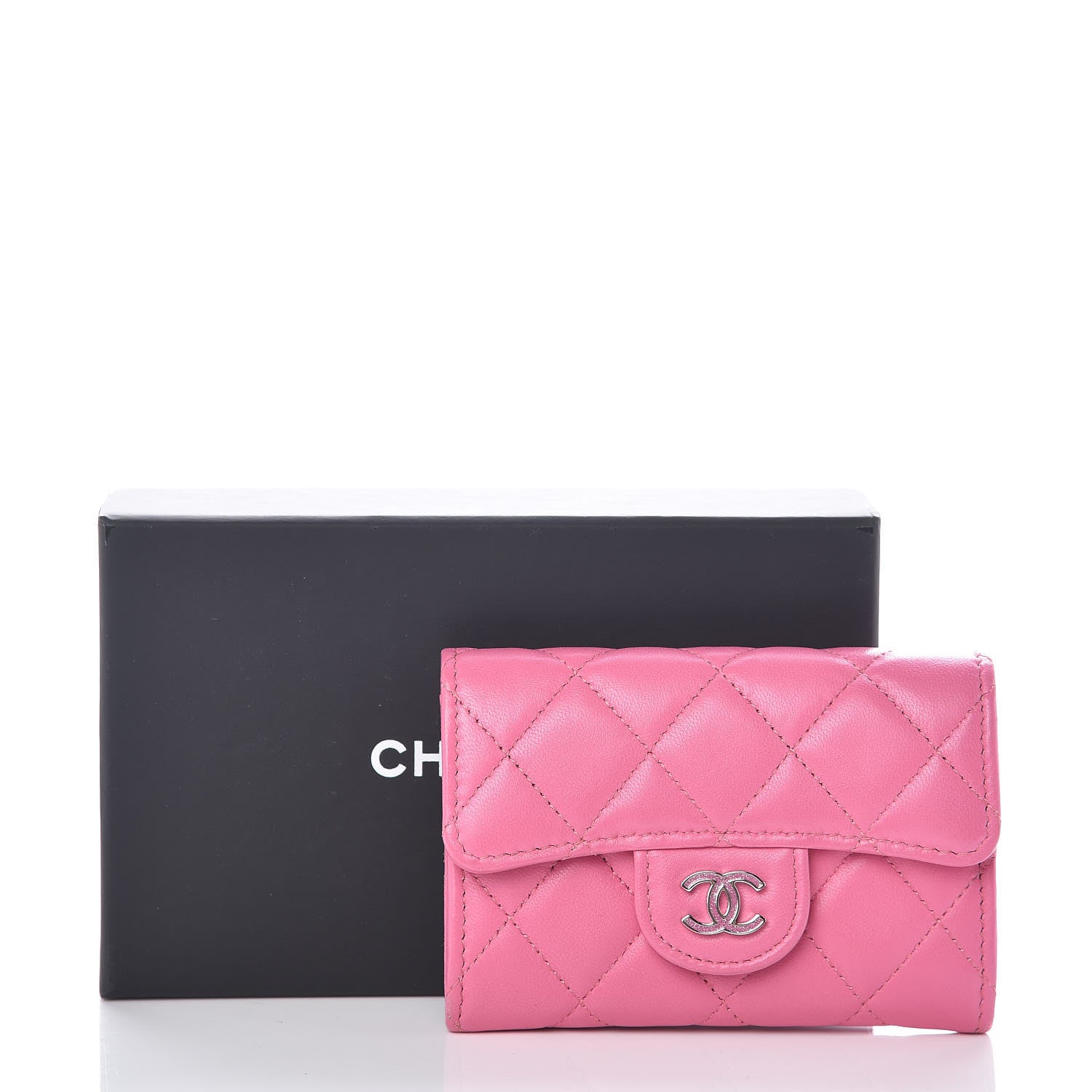 Chanel Lambskin Quilted Flap Card Holder Pink 9 of 9