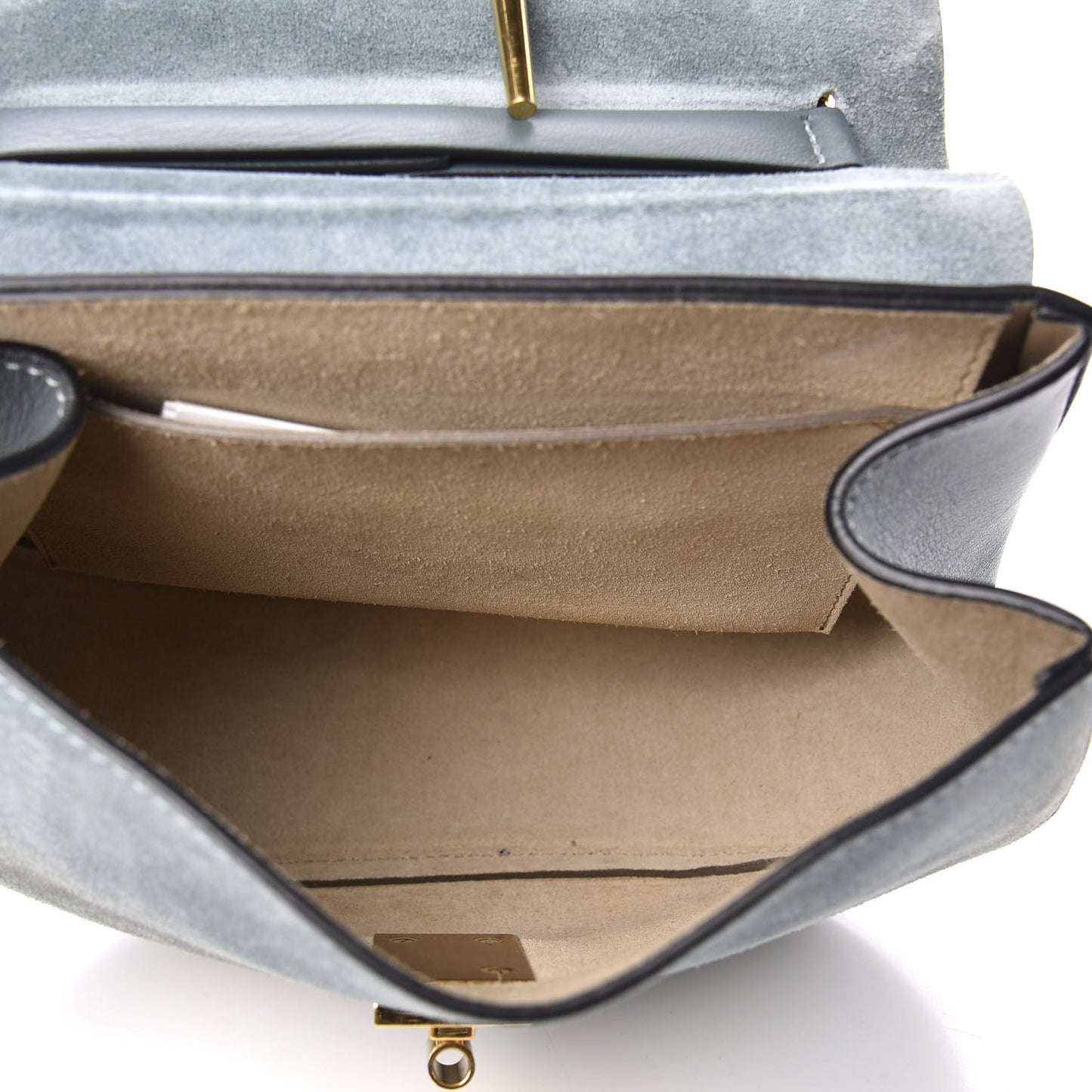 Suede Smooth Calfskin Drew Shoulder Bag Cloudy Blue