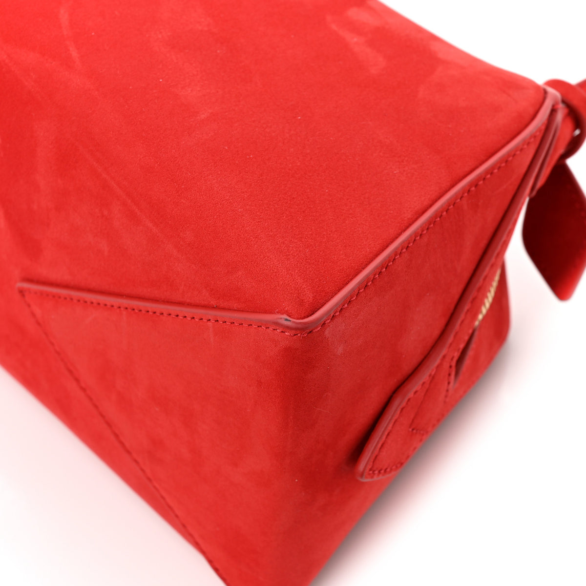 Suede Mini Le Bouledogue Bag Red