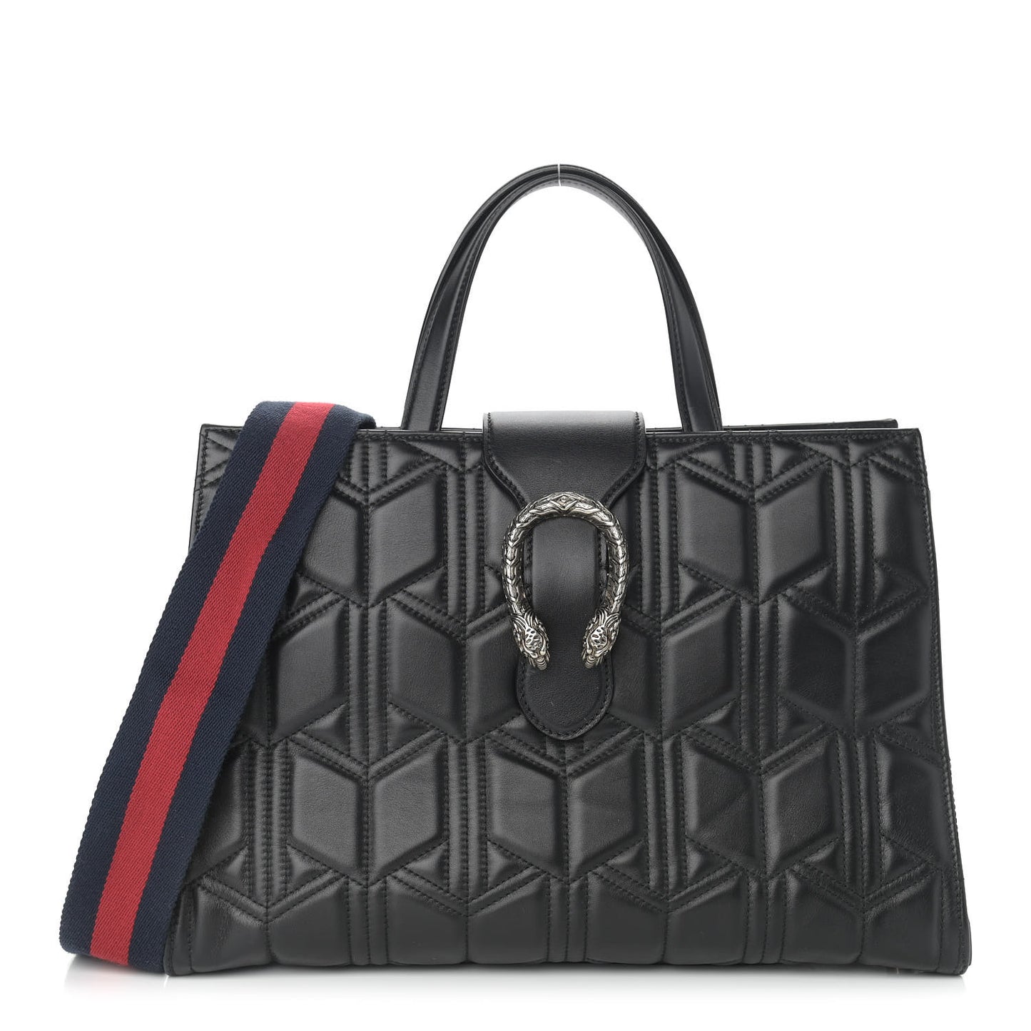 Calfskin Web Quilted Large Dionysus Tote Bag Black
