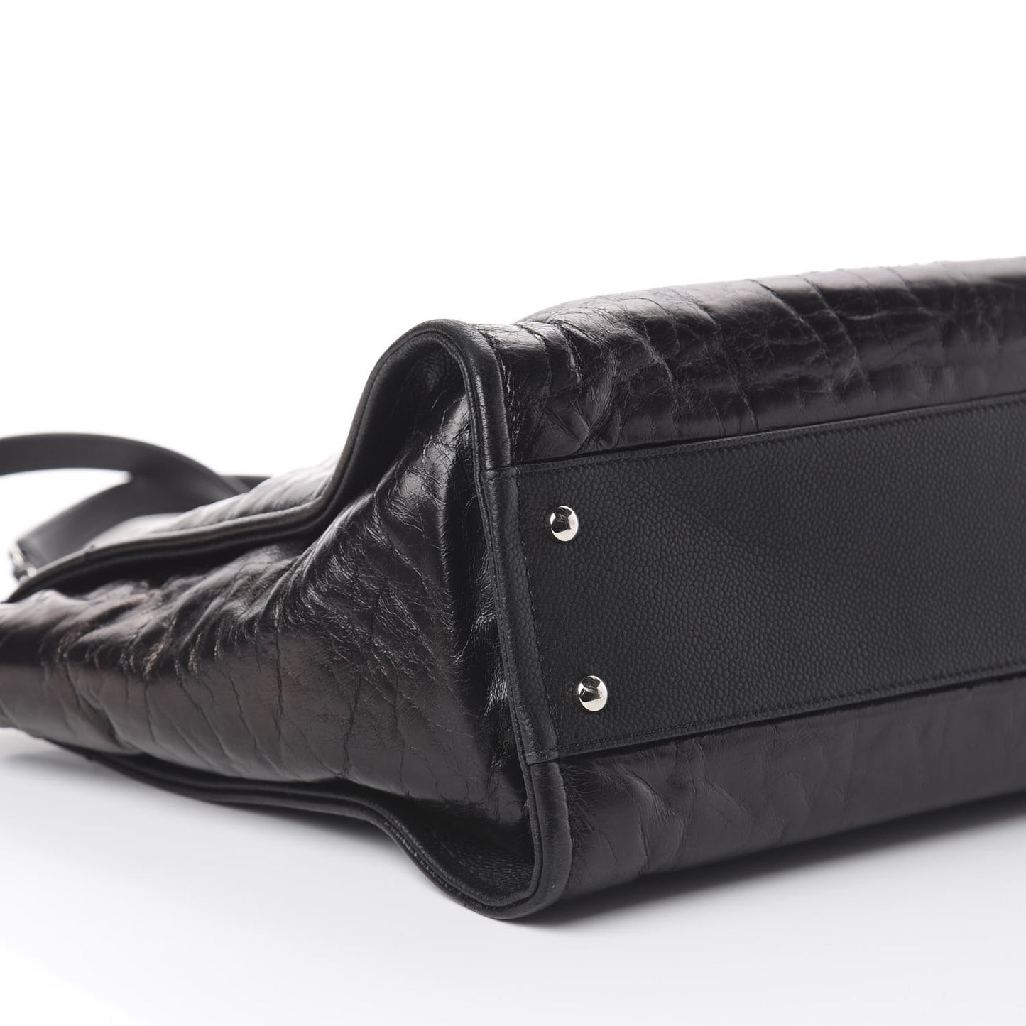 Glazed Calfskin Small Deauville Tote Black
