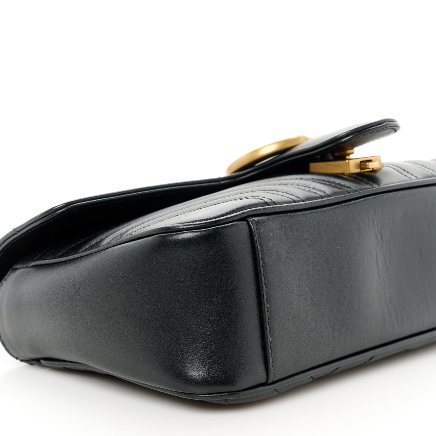 Gucci Calfskin Matelasse Small GG Marmont Shoulder Bag Black 10 of 13