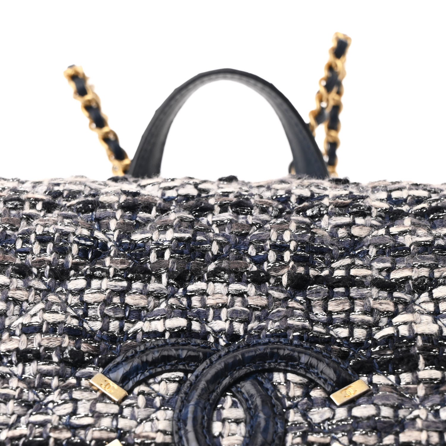 Chanel Tweed Snakeskin Quilted Filigree Backpack Dark Navy 8 of 10