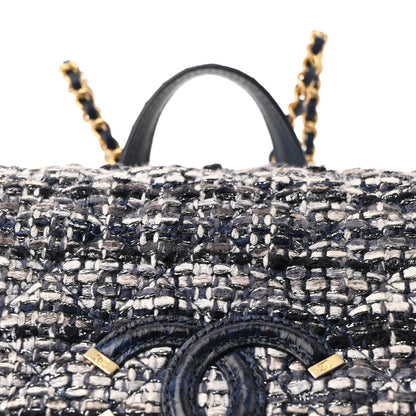 Chanel Tweed Snakeskin Quilted Filigree Backpack Dark Navy 8 of 10