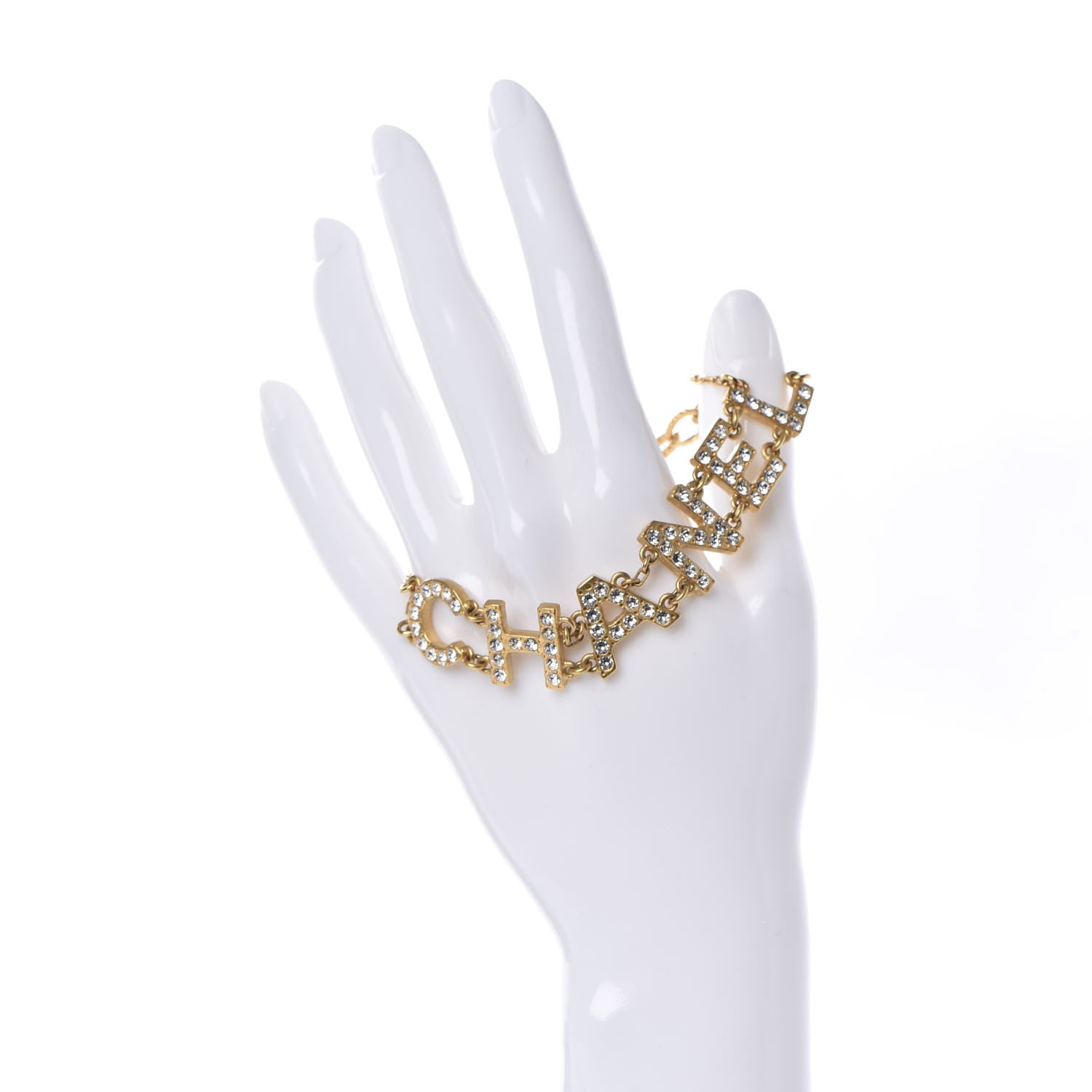 Chanel Metal Crystal 90's Icon Logo Bracelet Gold 2 of 5