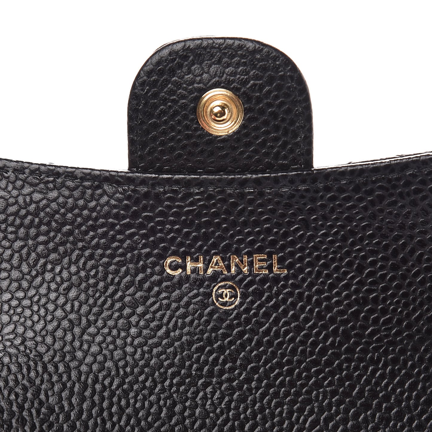 Caviar Quilted Flap Card Holder Black