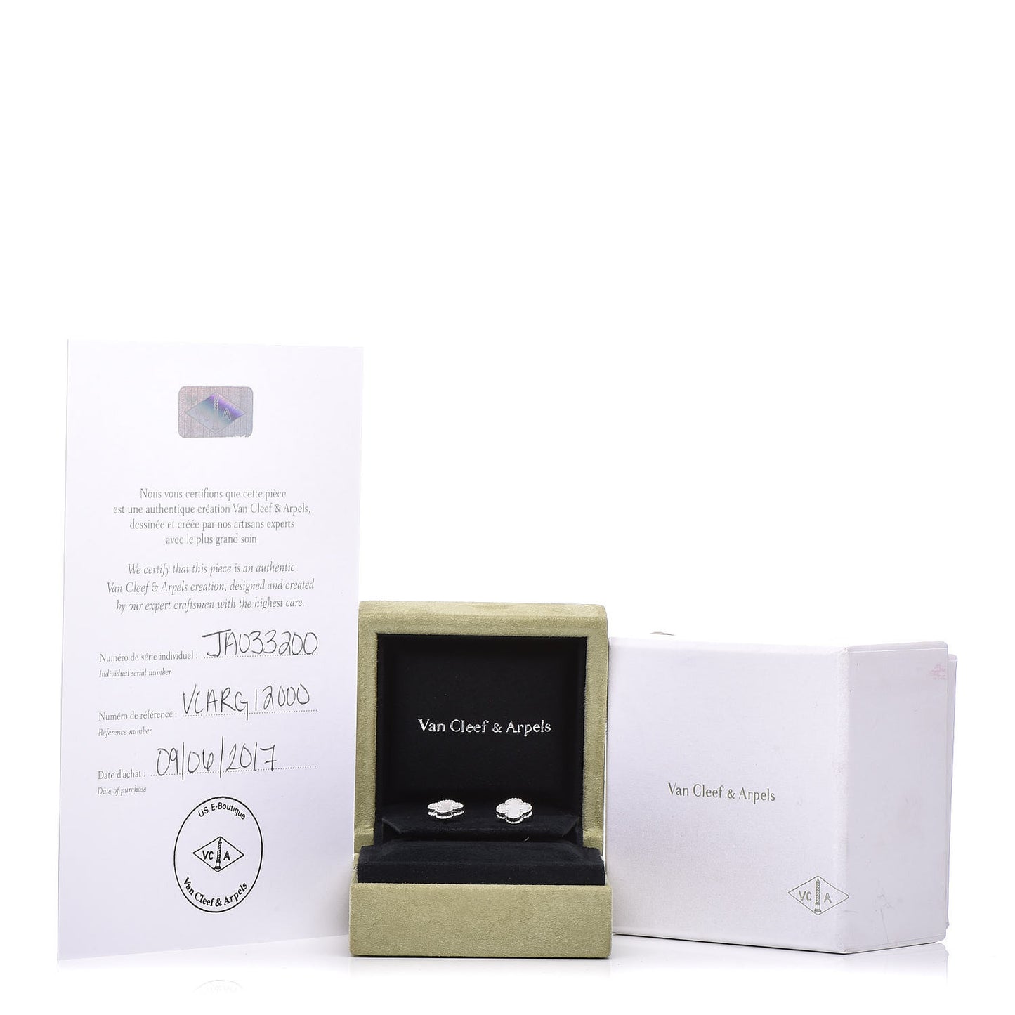 18K White Gold Mother of Pearl Sweet Alhambra Earrings