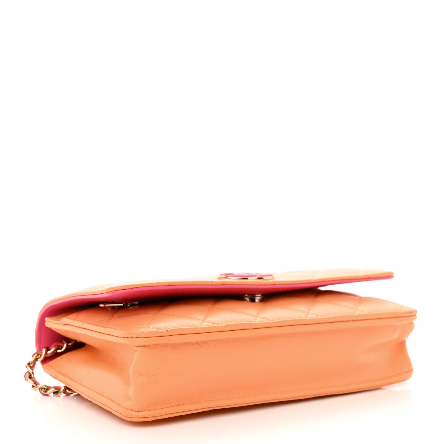 Chanel Lambskin Quilted Sunset Boulevard Wallet On Chain WOC Orange Coral 4 of 12