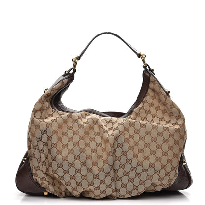Gucci Monogram Large Jockey Hobo Dark Brown 1 of 9